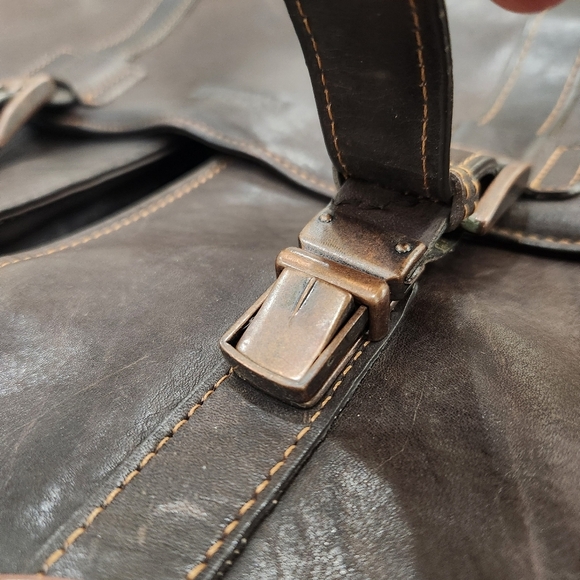 KENNETH COLE Leather Messenger Briefcase,Dark Brown Men's OS - Picture 12 of 13